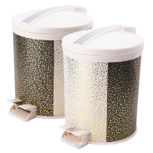 Plastic and Fashion Leather Covered Foot Pedal Rubbish Bin